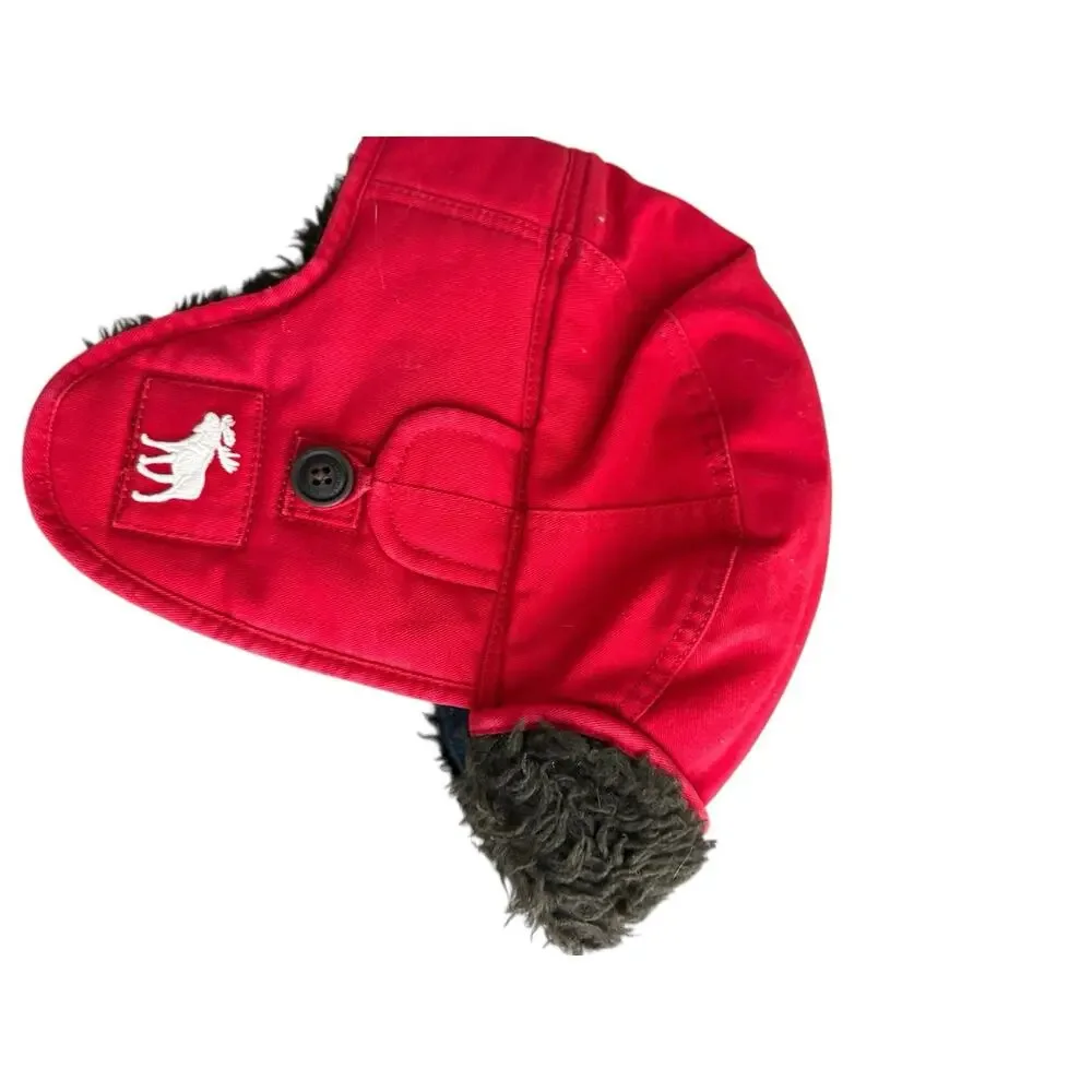 Abercombie youth red sherpa line‎ red trapper outdoor winter hat